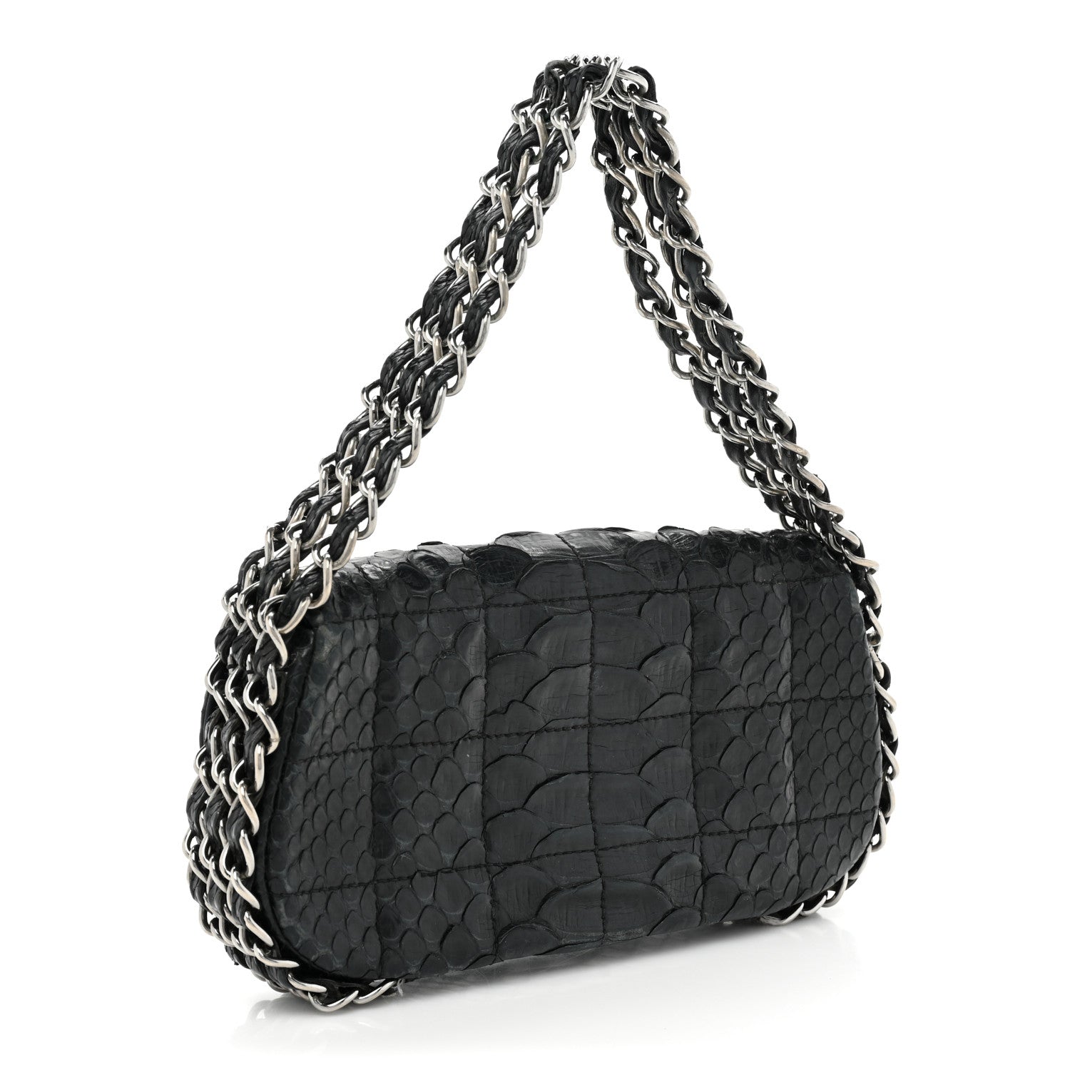 Chanel Snakeskin 3 Chain Flap Black 3 of 19