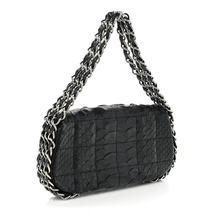Chanel Snakeskin 3 Chain Flap Black 3 of 19