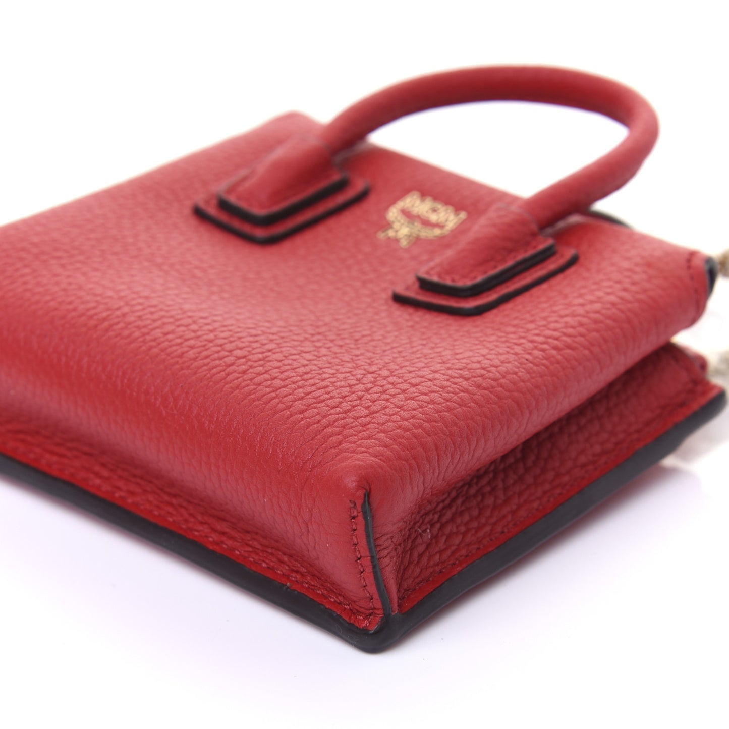 Grained Calfskin Mini Milla Handbag Card Case Ruby Red