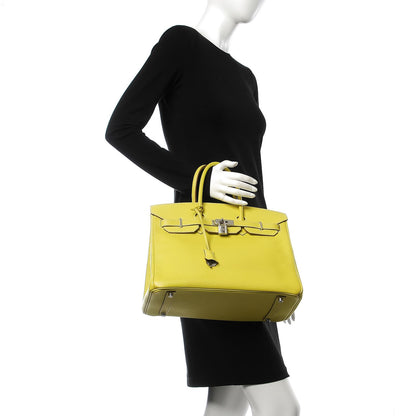 Hermes Epsom Candy Birkin 35 Lime Gris Perle 2 of 33