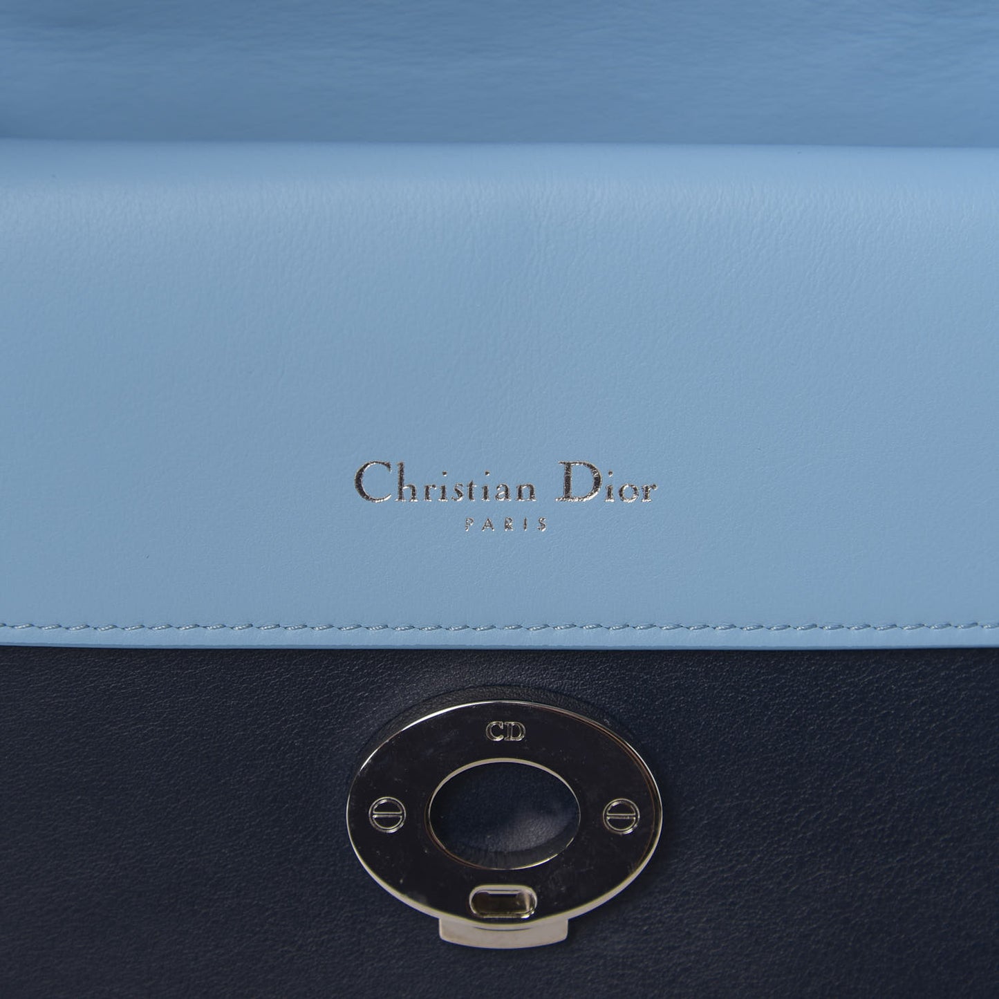 Smooth Calfskin Small Tri-Color Be Dior Flap Navy Blue