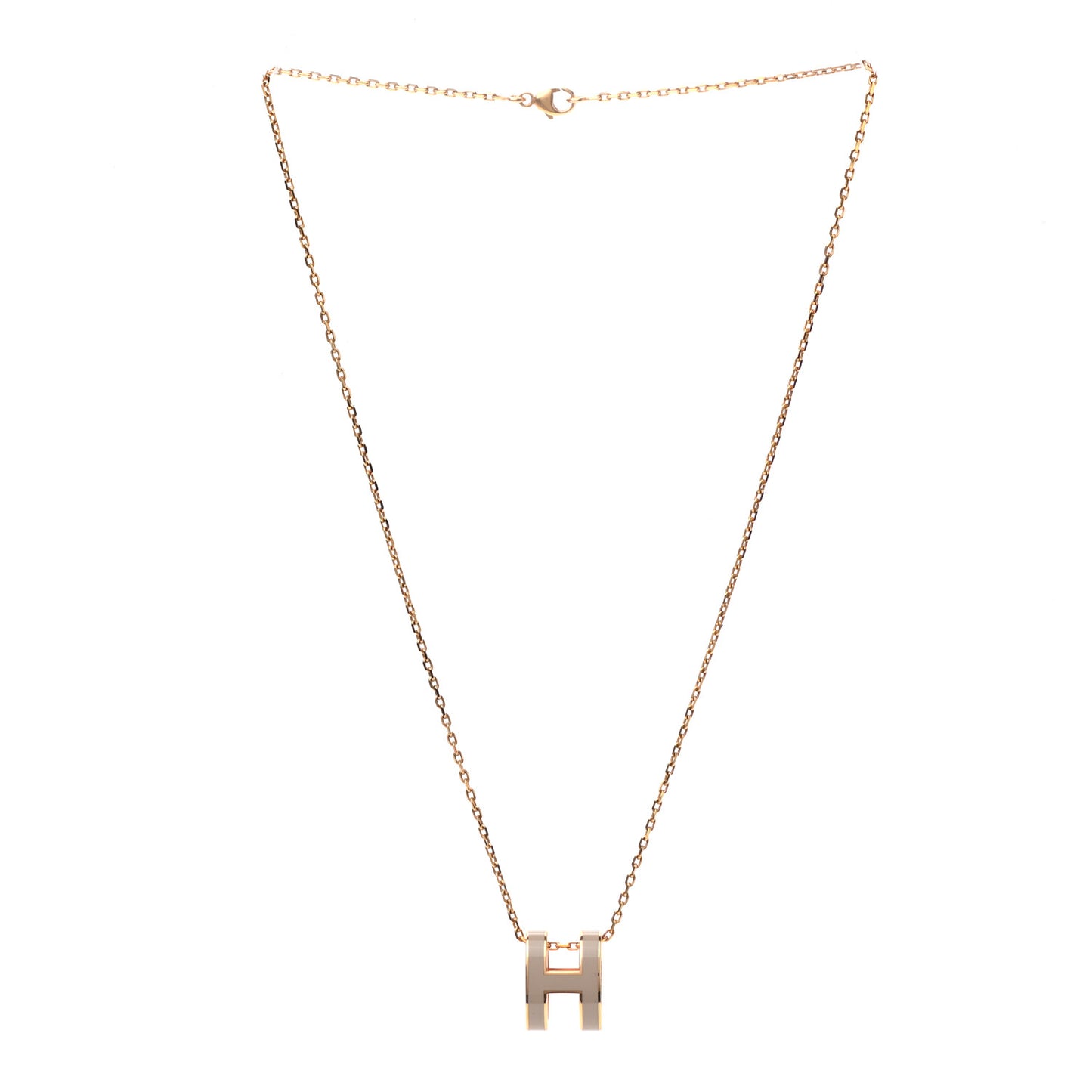 Lacquered Rose Gold Pop H Pendant Necklace Marron Glace