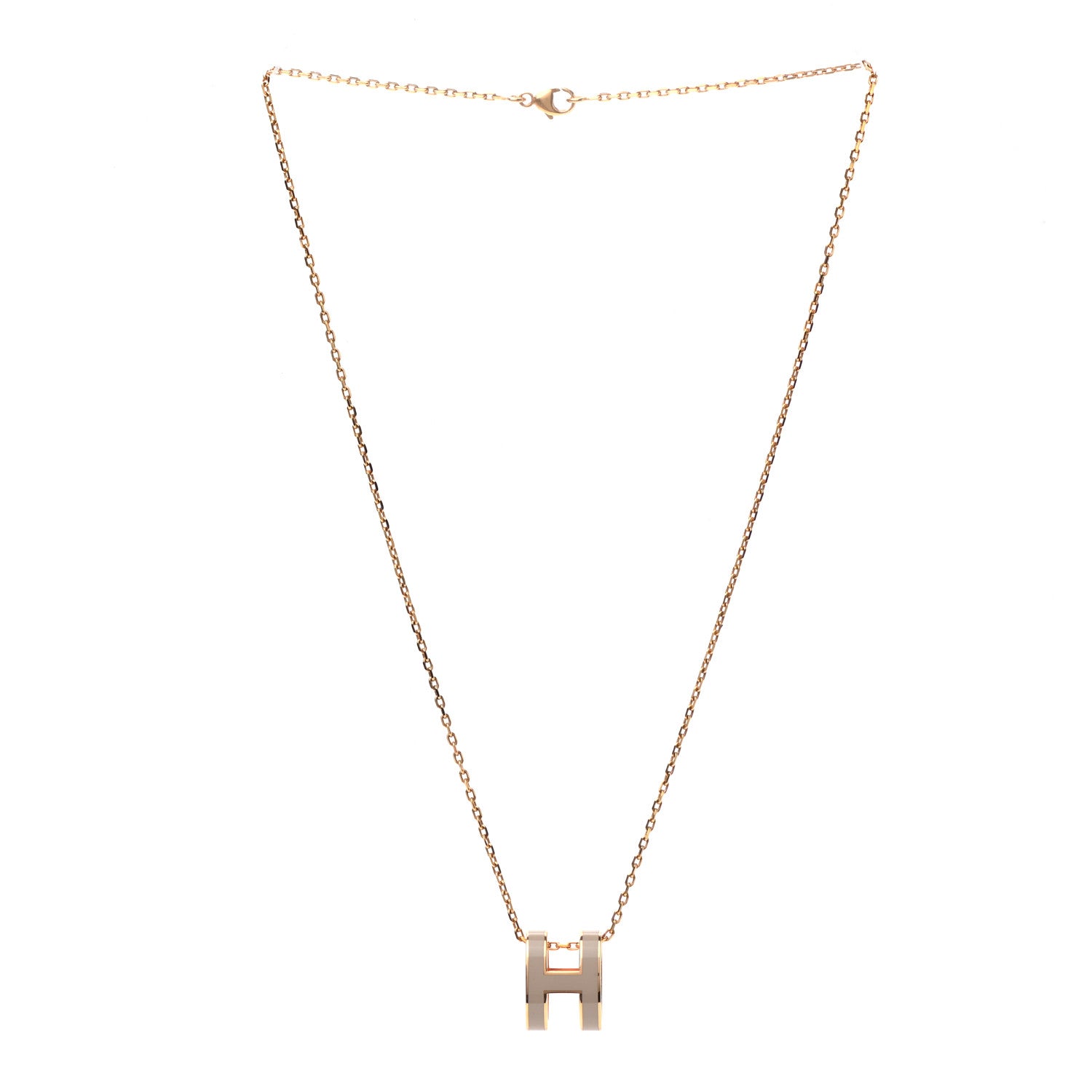 Hermes Lacquered Rose Gold Pop H Pendant Necklace Marron Glace 3 of 6