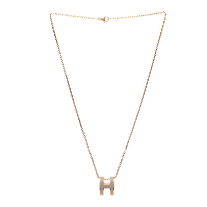 Hermes Lacquered Rose Gold Pop H Pendant Necklace Marron Glace 3 of 6