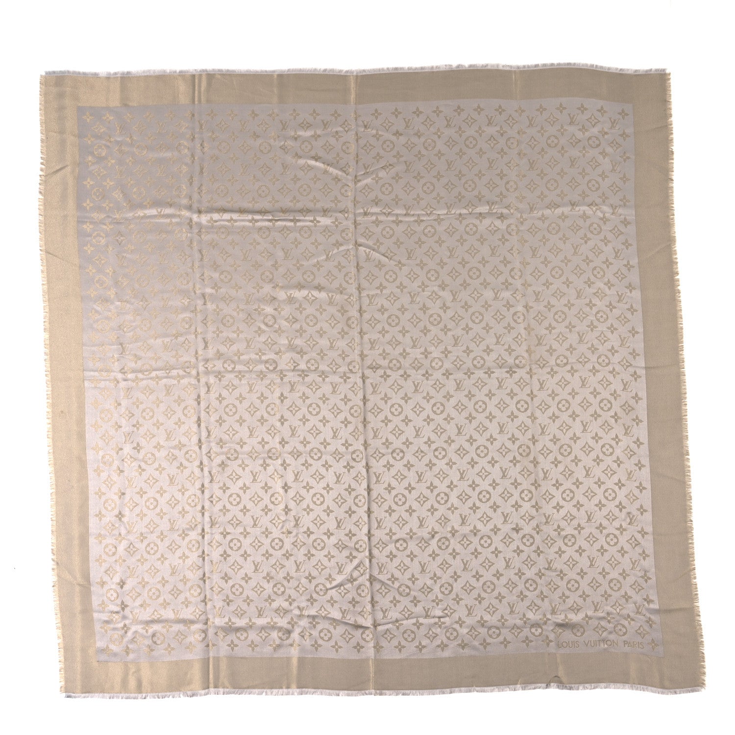 Louis Vuitton Monogram Silk Wool Shine Shawl Charcoal Greige 1 of 7