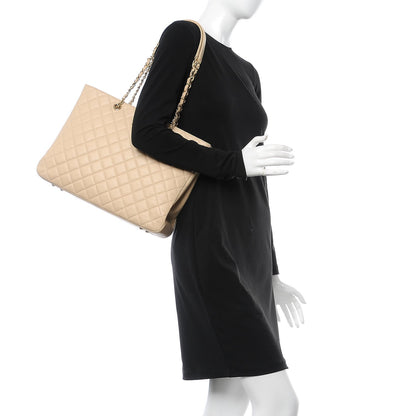 Chanel Calfskin Quilted Large CC Shopping Tote Beige 2 of 7