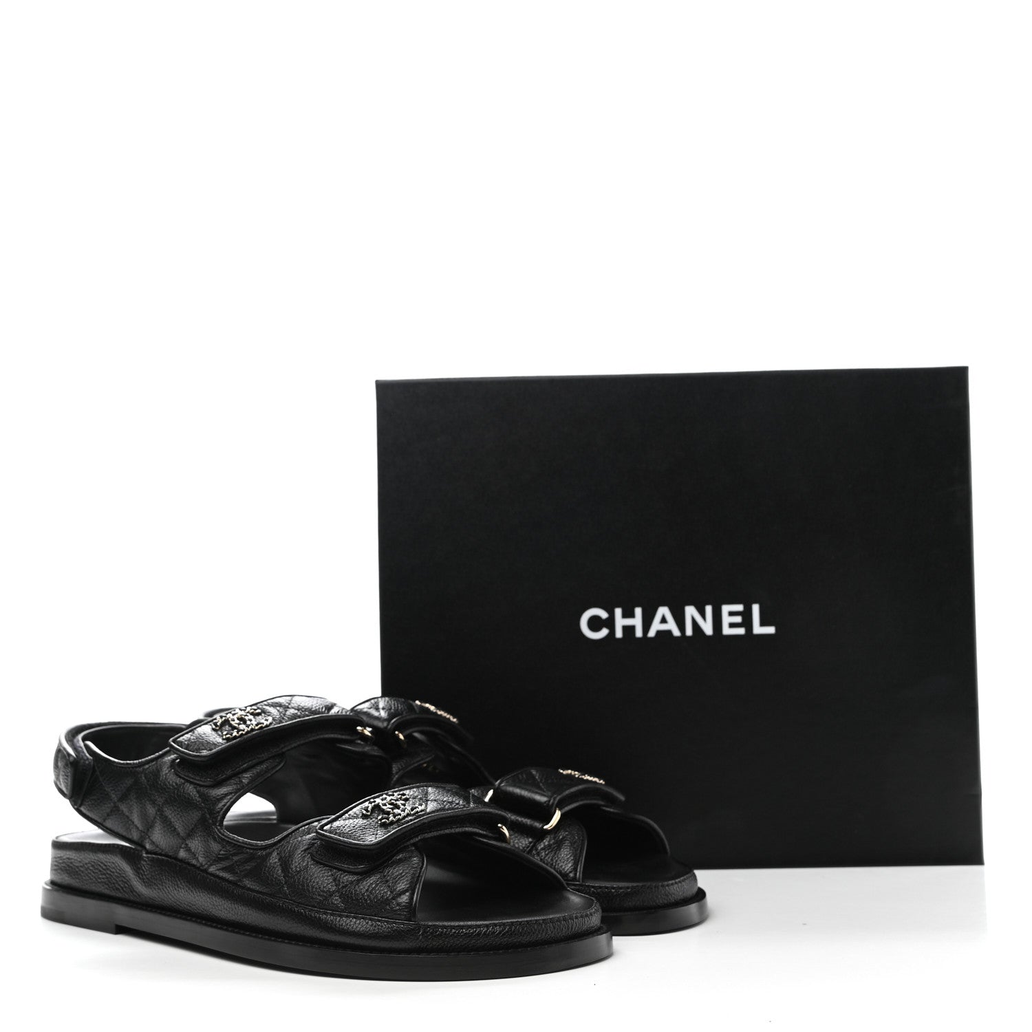 Chanel Grained Calfskin Velcro Dad Sandals 41 Black 9 of 9