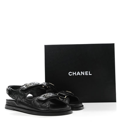 Chanel Grained Calfskin Velcro Dad Sandals 41 Black 9 of 9