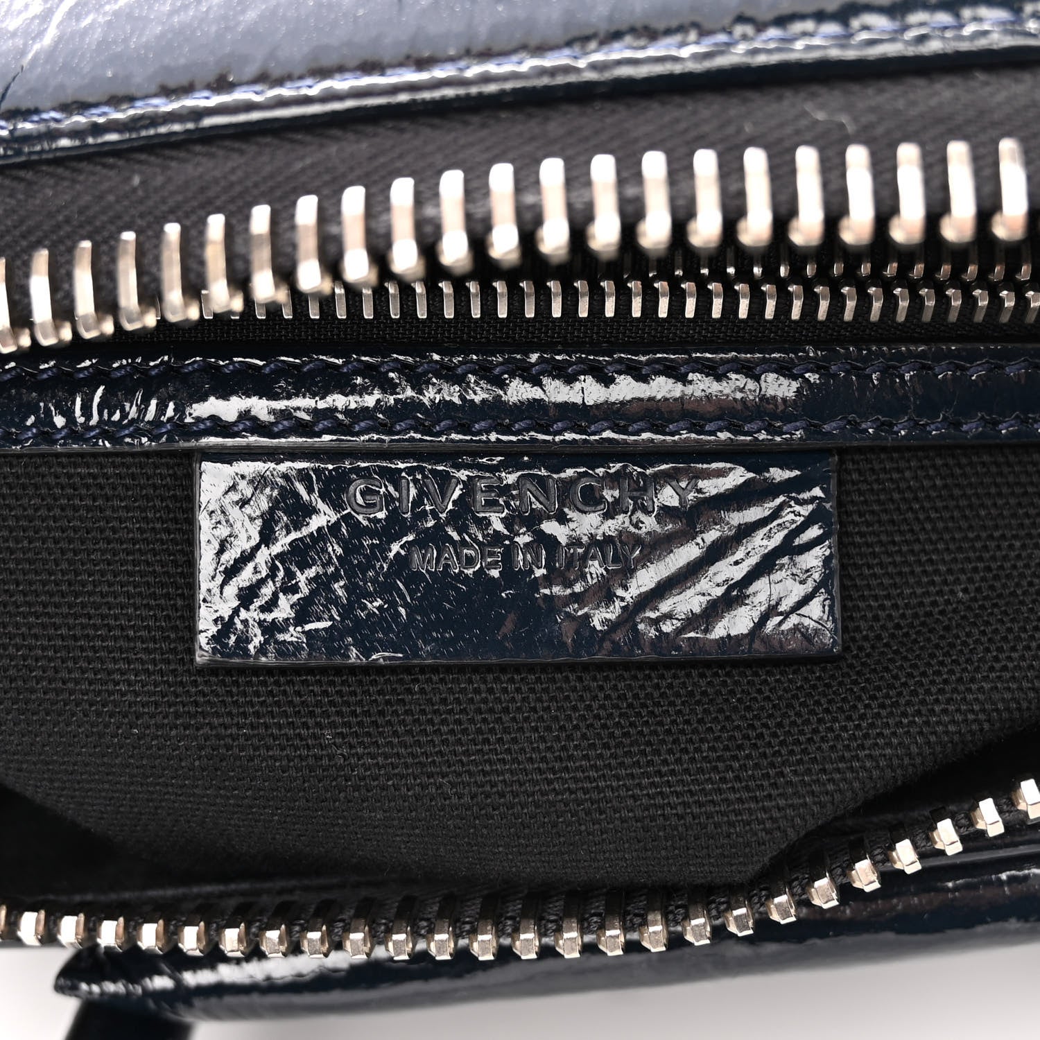 Givenchy Crinkled Patent Deerskin Small Antigona Deep Blue 5 of 12