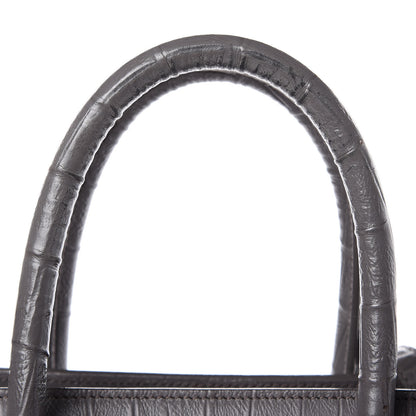 Saint Laurent Calfskin Crocodile Embossed Small Sac De Jour Fog 8 of 13