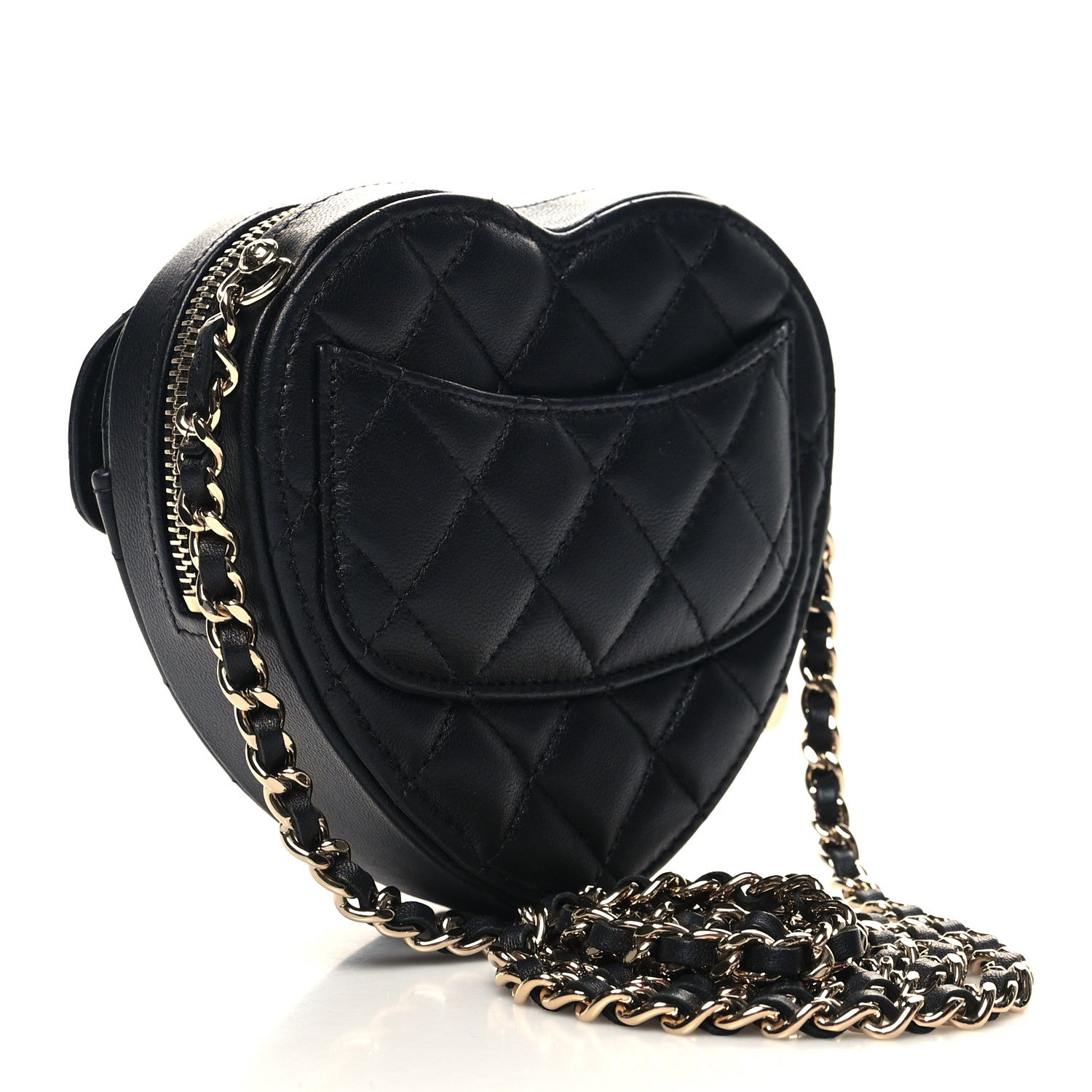 Chanel Lambskin Quilted CC In Love Heart Clutch With Chain Black 3 of 11
