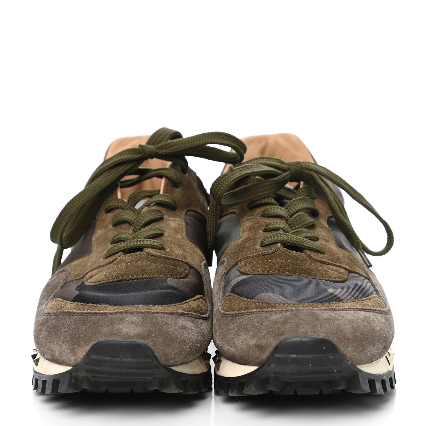 Suede Nylon Camouflage Womens Soul Rockstud Sneakers 39 Green Multicolor
