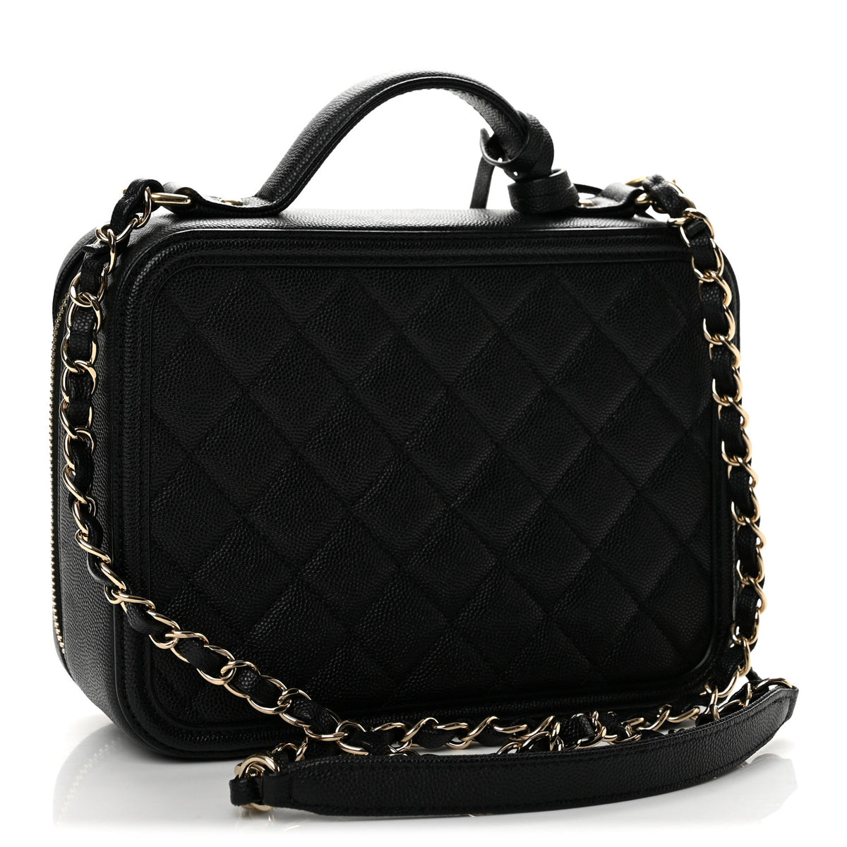 Chanel Caviar Quilted Medium CC Filigree Vanity Case Black 3 of 14