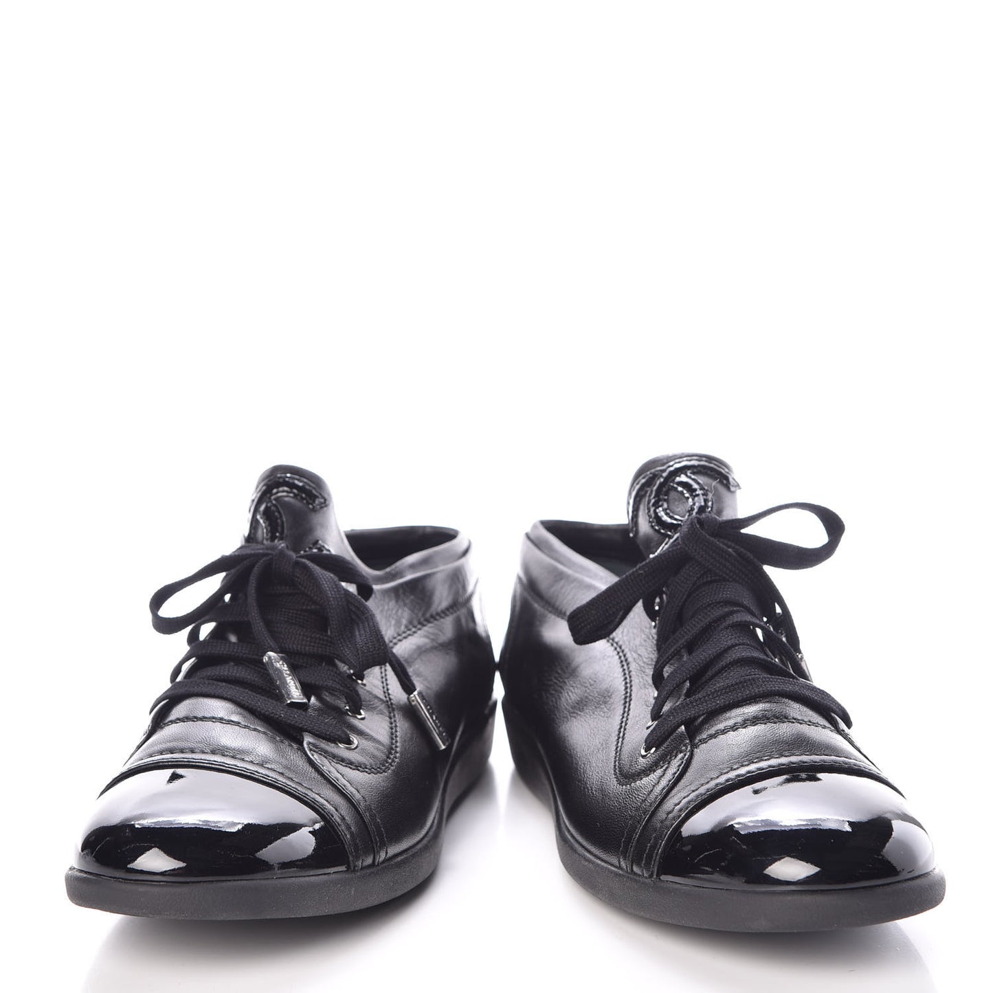Lambskin Patent Cap Toe CC Sneakers 41 Black