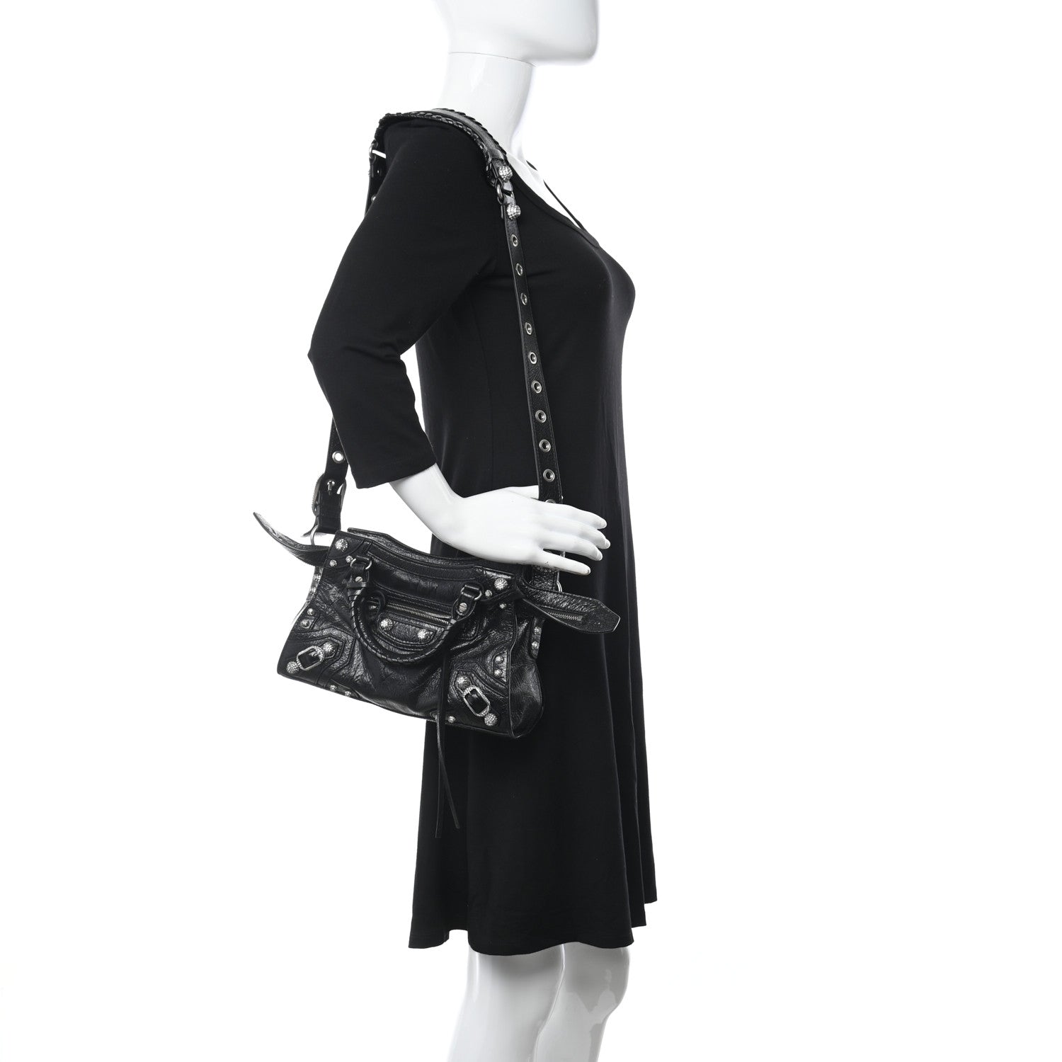 Balenciaga Agneau Arena Crystal Neo Cagole Handbag XS Black 2 of 11