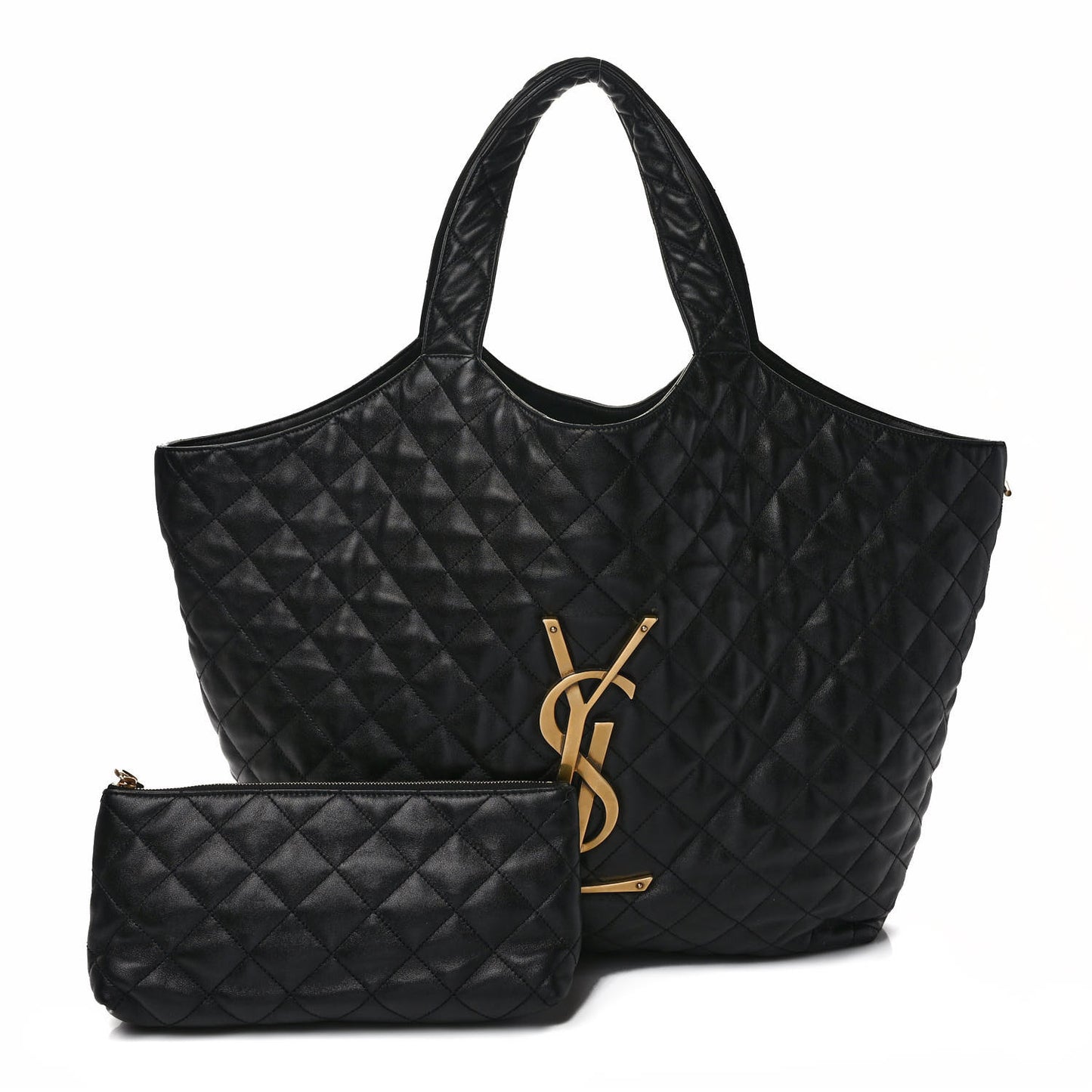 Lambskin Quilted Maxi Icare Shopping Tote Black