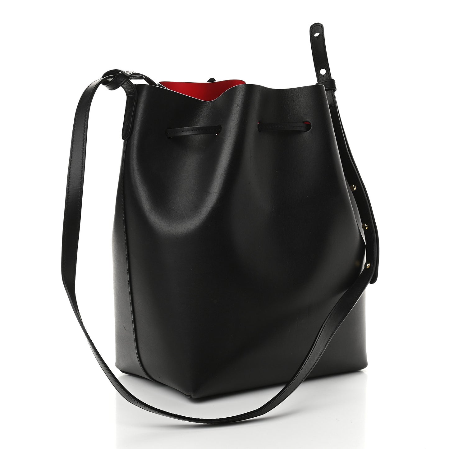 Vegetable Tanned Calfskin Bucket Bag Black Flamma