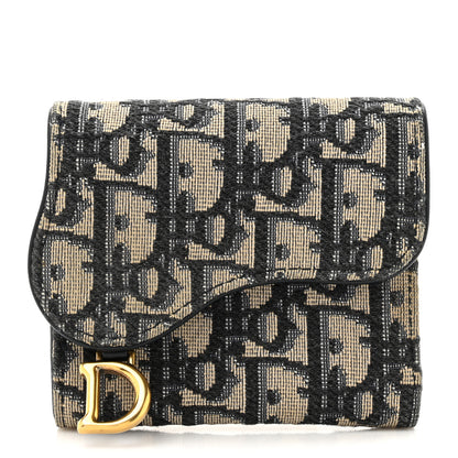 Christian Dior Oblique Saddle Lotus Wallet Blue 1 of 10