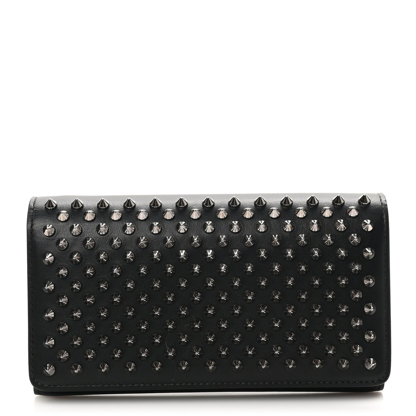 Calfskin Spikes Macaron Wallet Black
