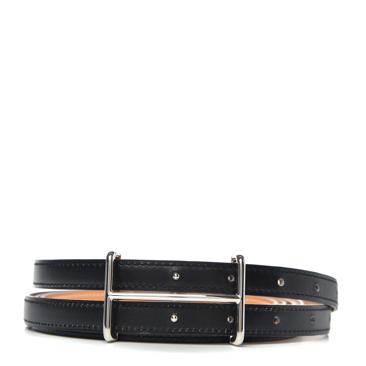Hermes Box Reversible 32mm Idem H Double Strap Belt 85 Black Gold 1 of 3