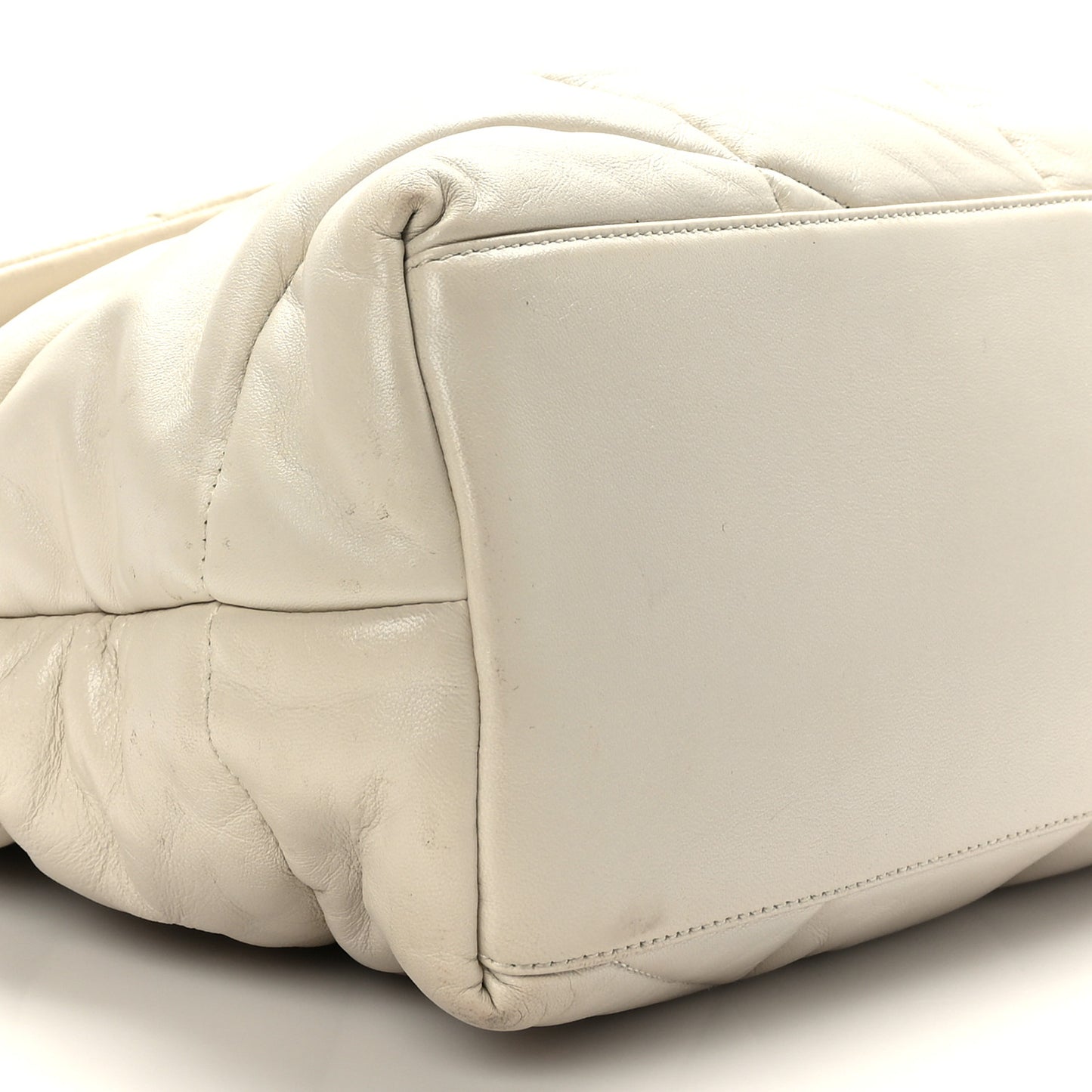 Lambskin Quilted Medium Loulou Puffer Monogram Chain Satchel Crema Soft
