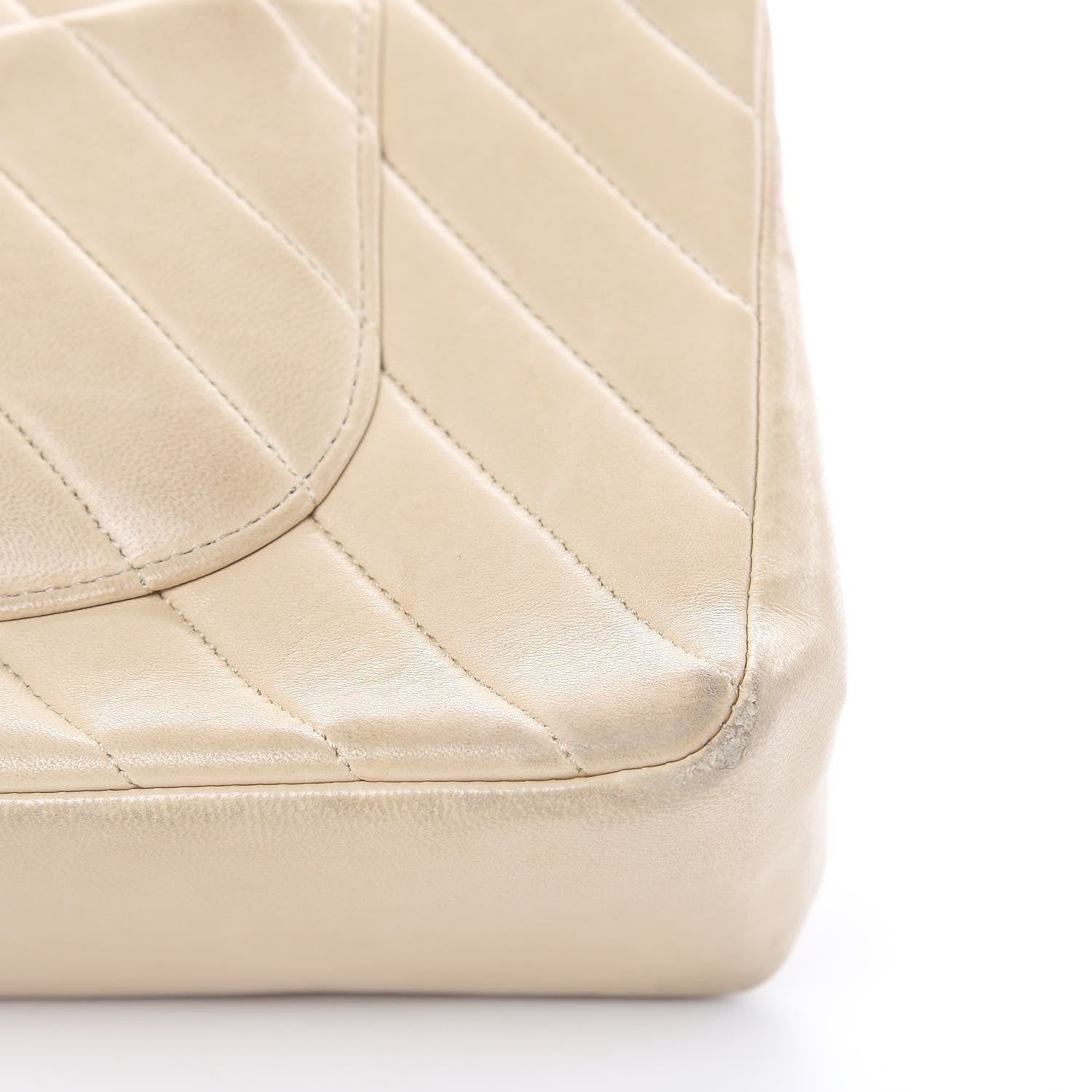 Chanel Lambskin Chevron Quilted Medium Double Flap Beige 17 of 24