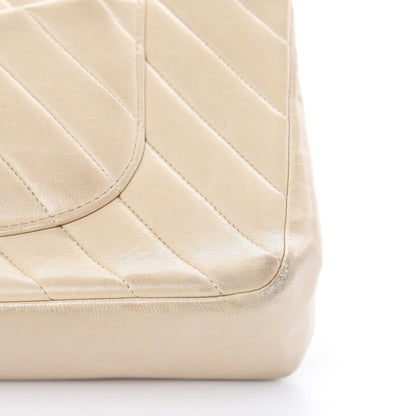 Chanel Lambskin Chevron Quilted Medium Double Flap Beige 17 of 24