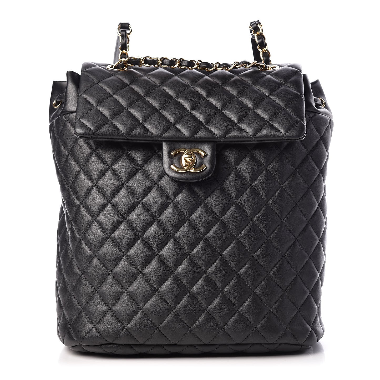 Calfskin Quilted Large Urban Spirit Backpack Black