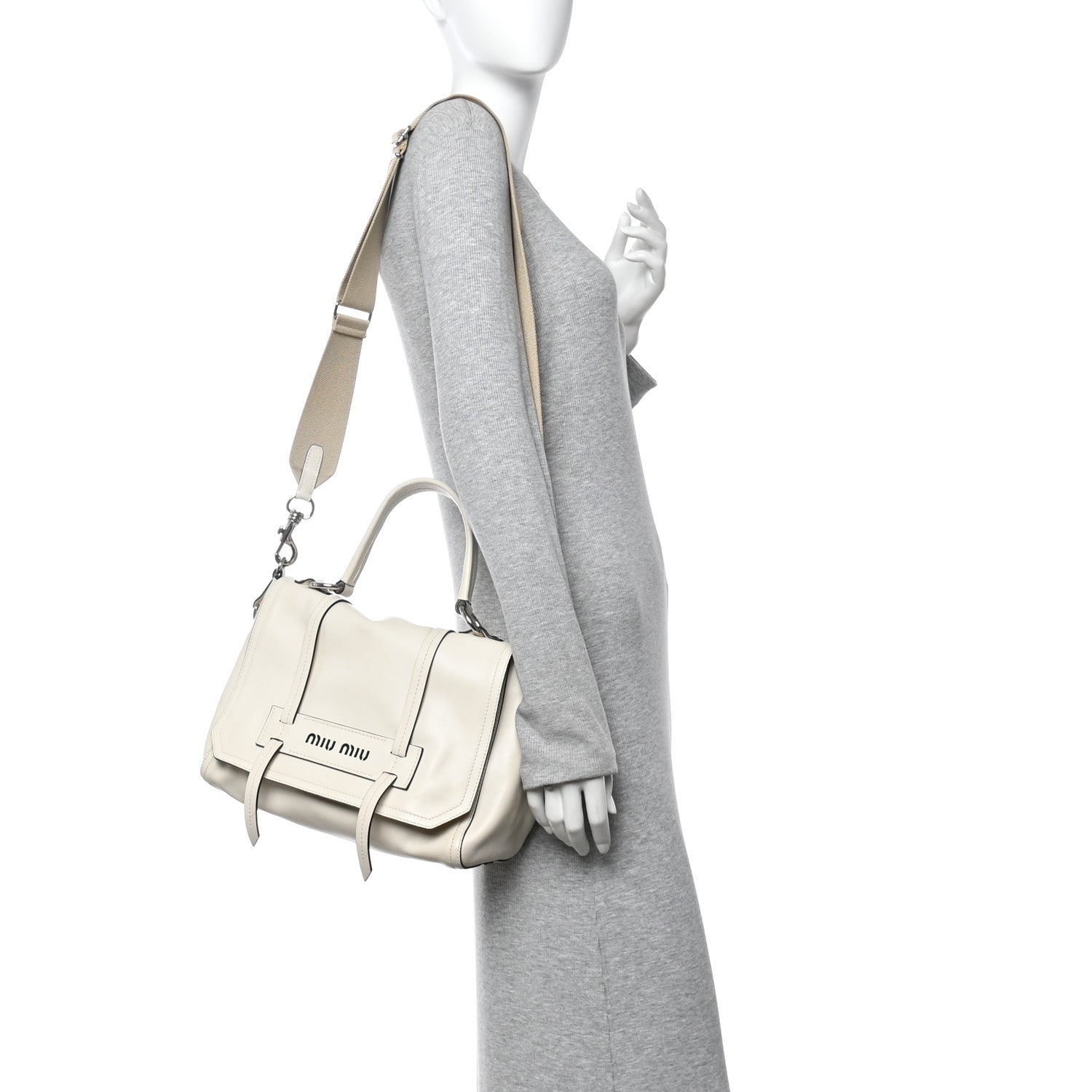 Miu Miu Grace Lux Messenger White 2 of 16
