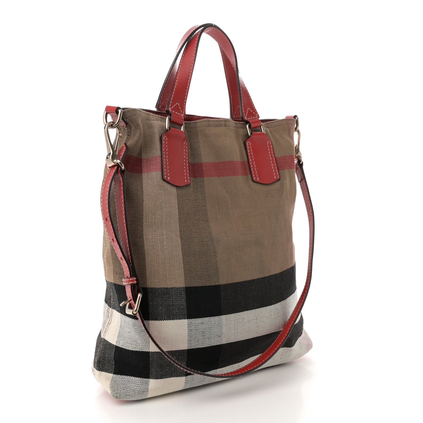 Canvas Mega Check Medium Tottenham Brit Tote Cadmium Red