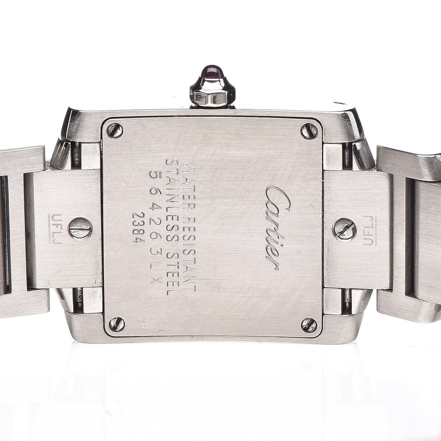 Stainless Steel 20mm Tank Francaise Quartz Watch Raspberry