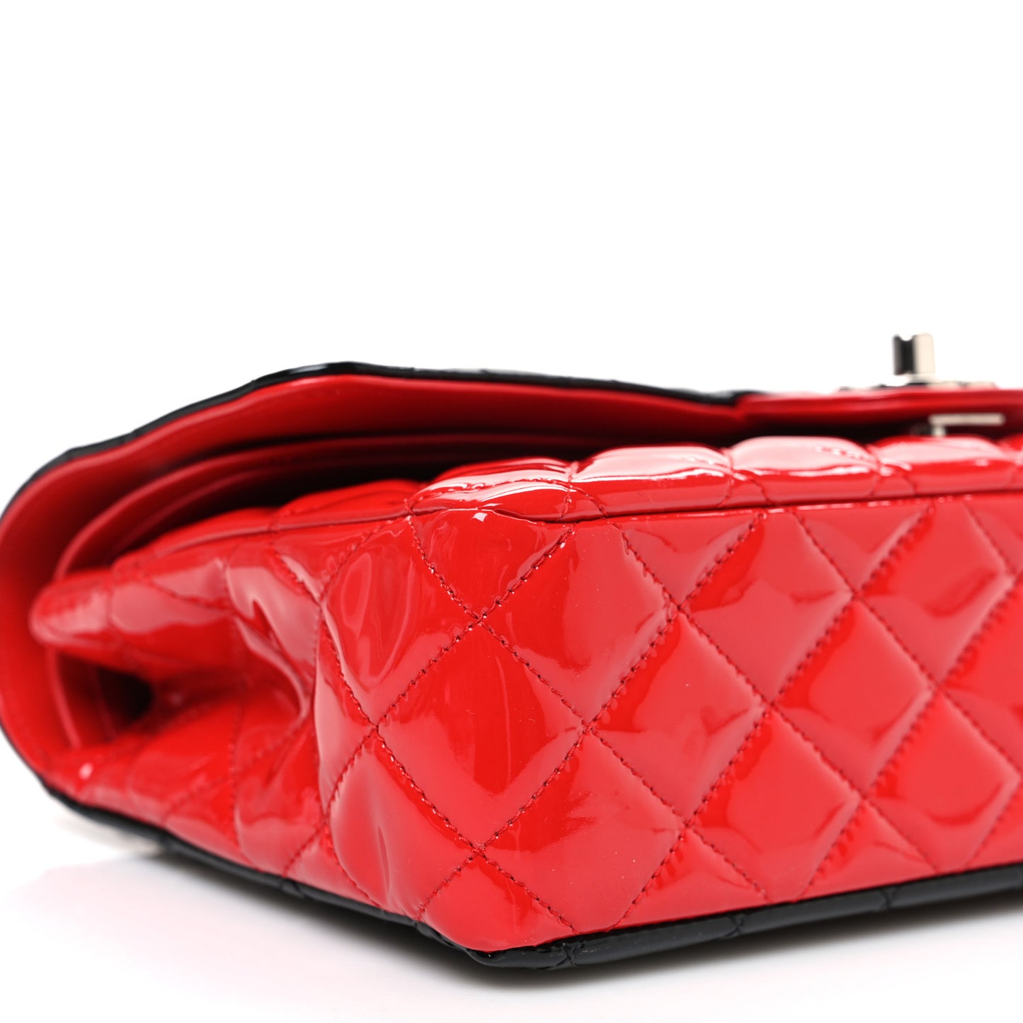Patent Calfskin Quilted Bi-Color Medium Double Flap Black Red