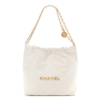 Chanel Shiny Calfskin Quilted Small Chanel 22 White 1 of 11