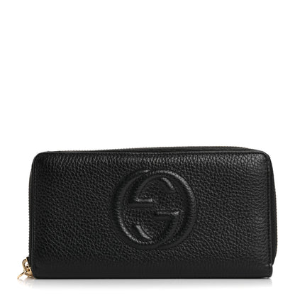 Gucci Pebbled Calfskin Soho Zip Around Wallet Black 1 of 8