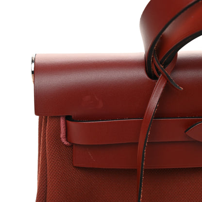 Hermes Vache Hunter Toile Herbag Zip 31 PM Rouge H 14 of 15