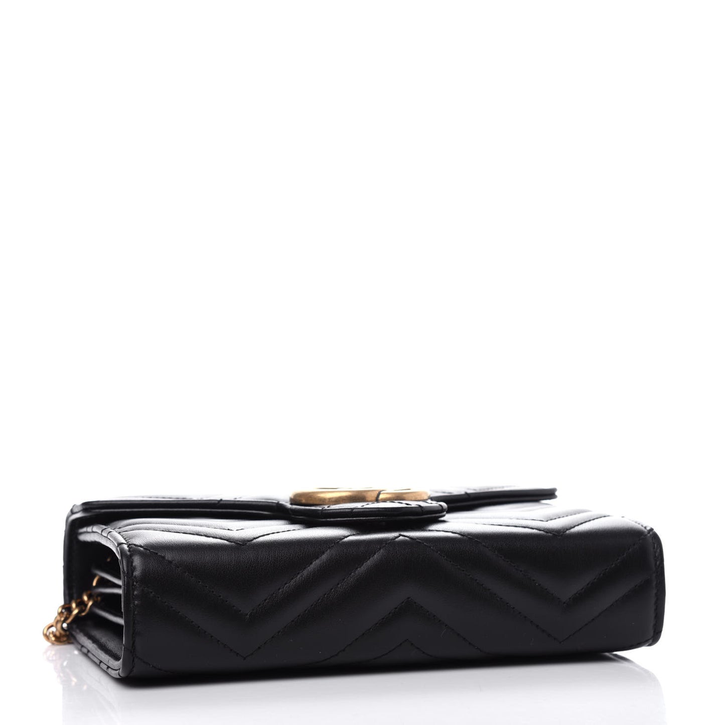 Calfskin Matelasse GG Marmont Chain Wallet Black