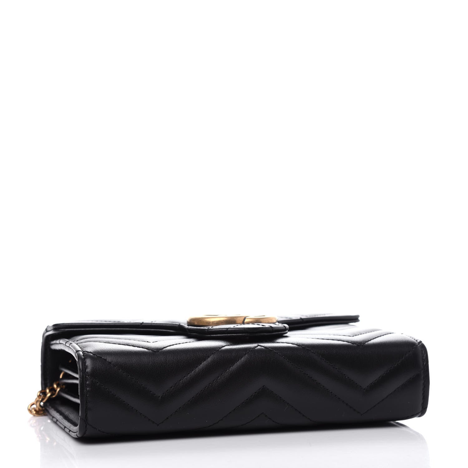 Gucci Calfskin Matelasse GG Marmont Chain Wallet Black 4 of 11