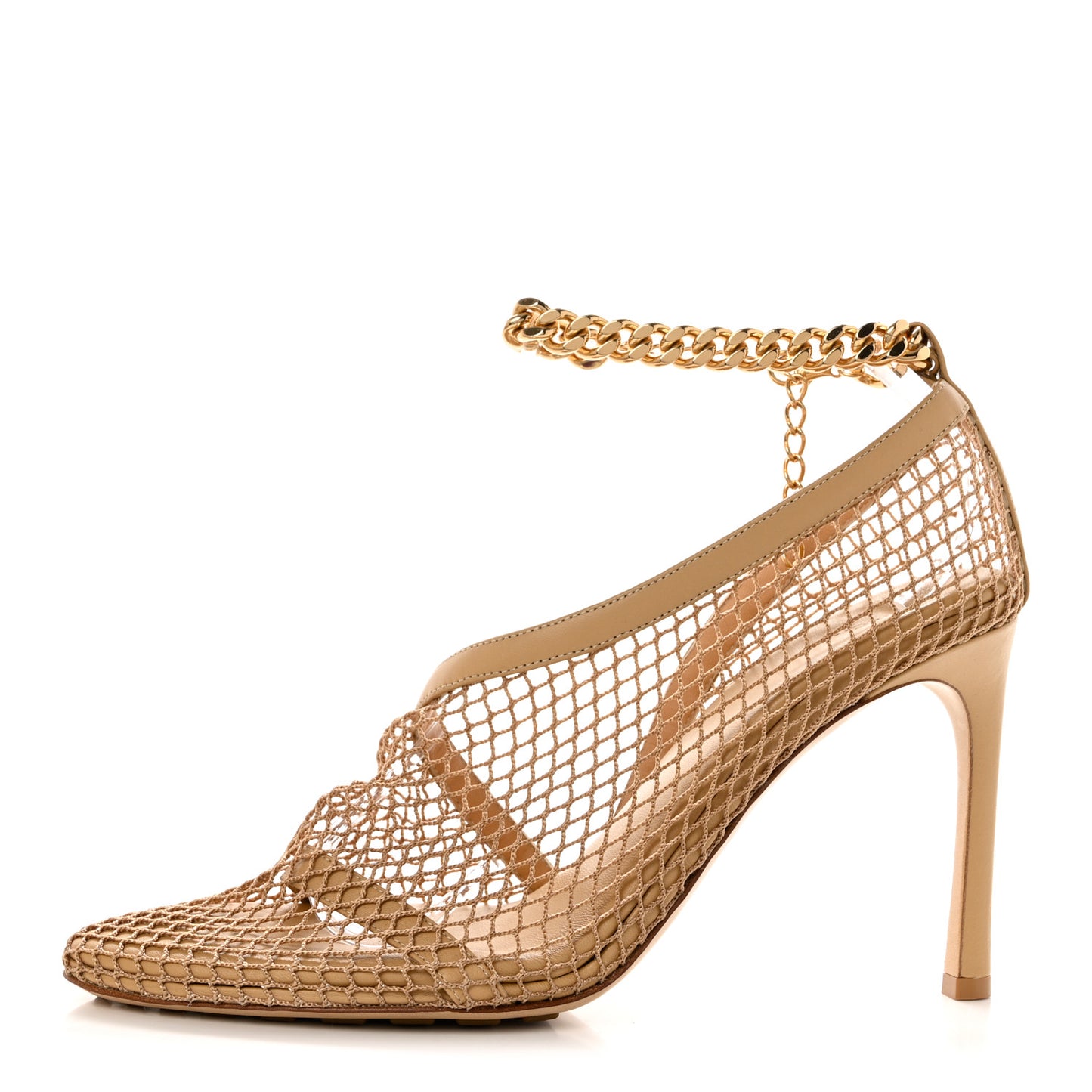 Mesh Nappa Chunky Chain Sandals 40 Beige Pony