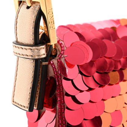 Fendi Sequin Paillettes Vitello Laminato Striped Baguette 1997 Multicolor 9 of 9