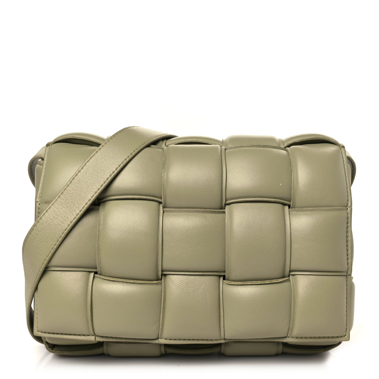 Nappa Maxi Intreccio Padded Cassette Crossbody Bag Travertine