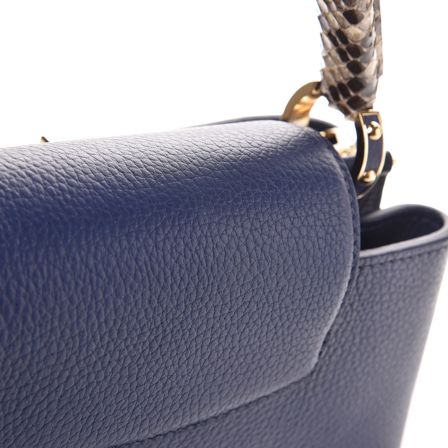Taurillon Python Capucines PM Blue Marine