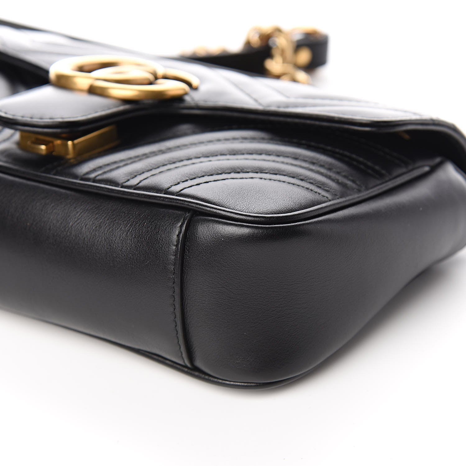 Gucci Calfskin Matelasse Mini GG Marmont Shoulder Bag Black 9 of 11
