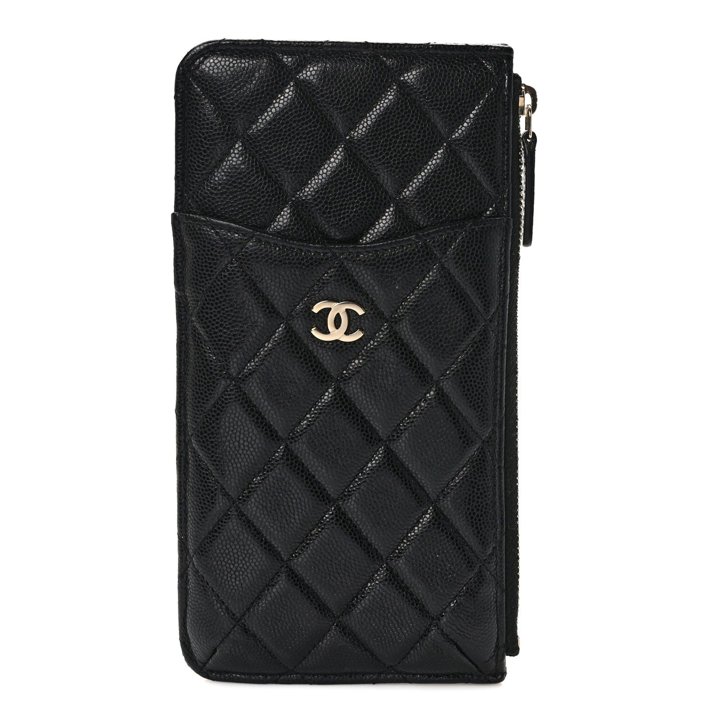 Caviar Quilted Classic Flat Wallet Pouch Black
