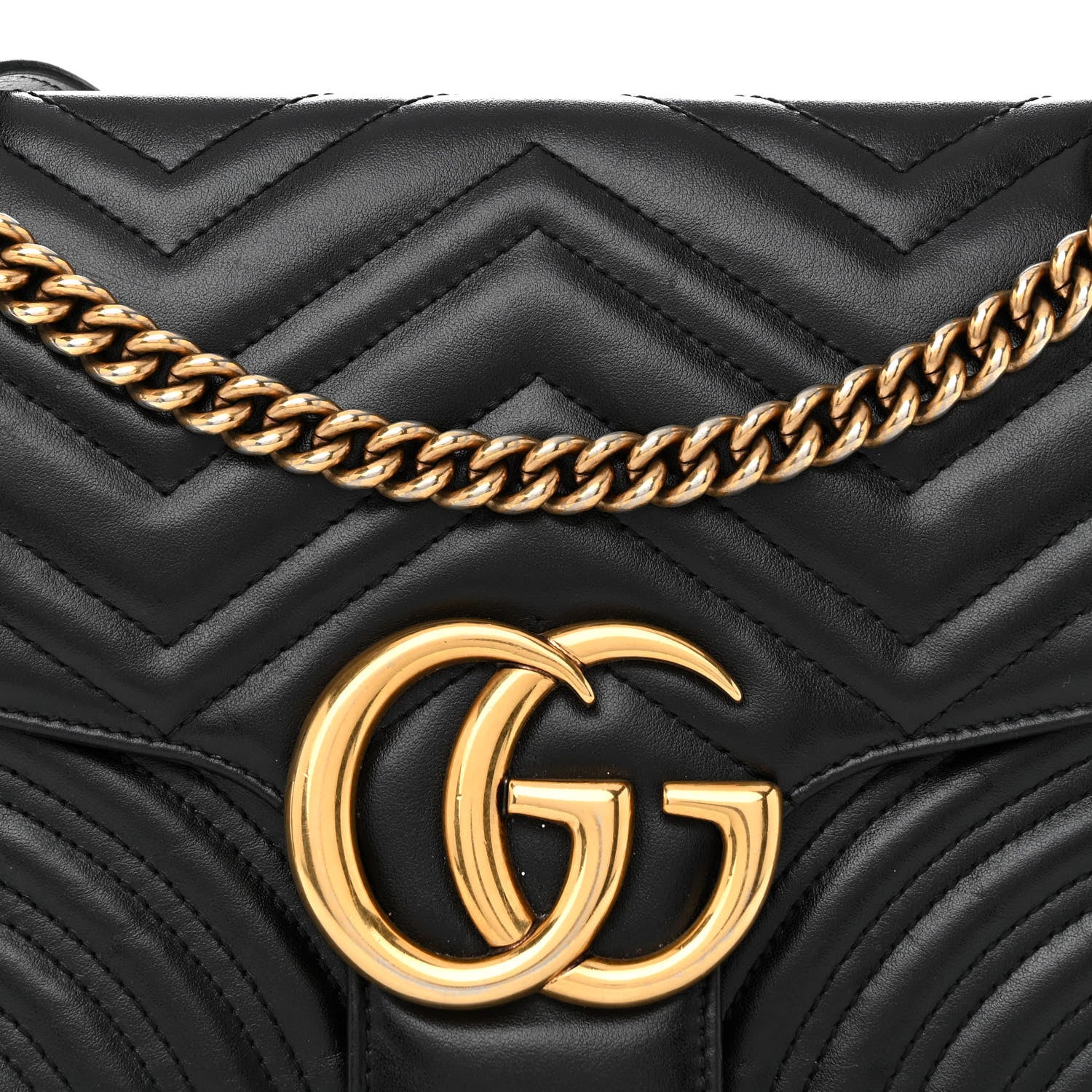 Gucci Calfskin Matelasse Medium GG Marmont Shoulder Bag Black 8 of 14