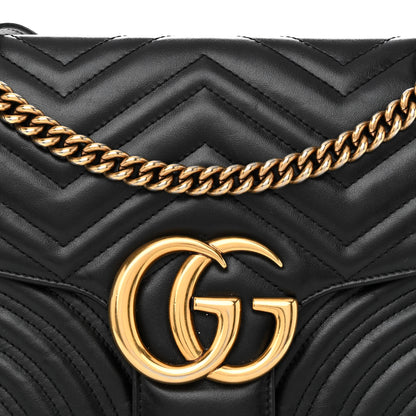 Gucci Calfskin Matelasse Medium GG Marmont Shoulder Bag Black 8 of 14
