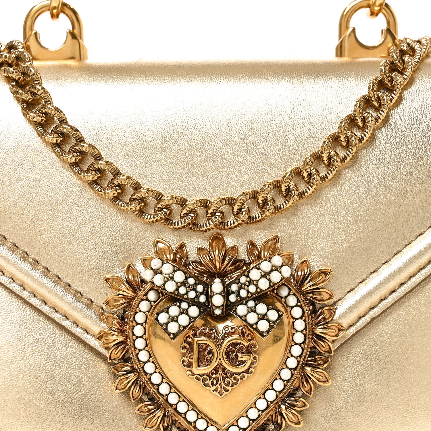 Dolce & Gabbana Metallic Nappa Small Devotion Envelope Top Handle Bag Gold 7 of 9