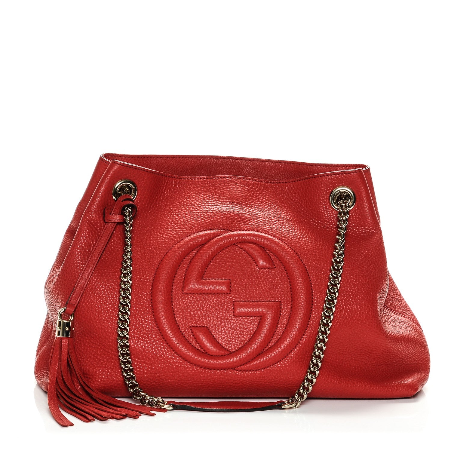 Gucci Pebbled Calfskin Medium Soho Chain Shoulder Bag Tabasco Red 1 of 6
