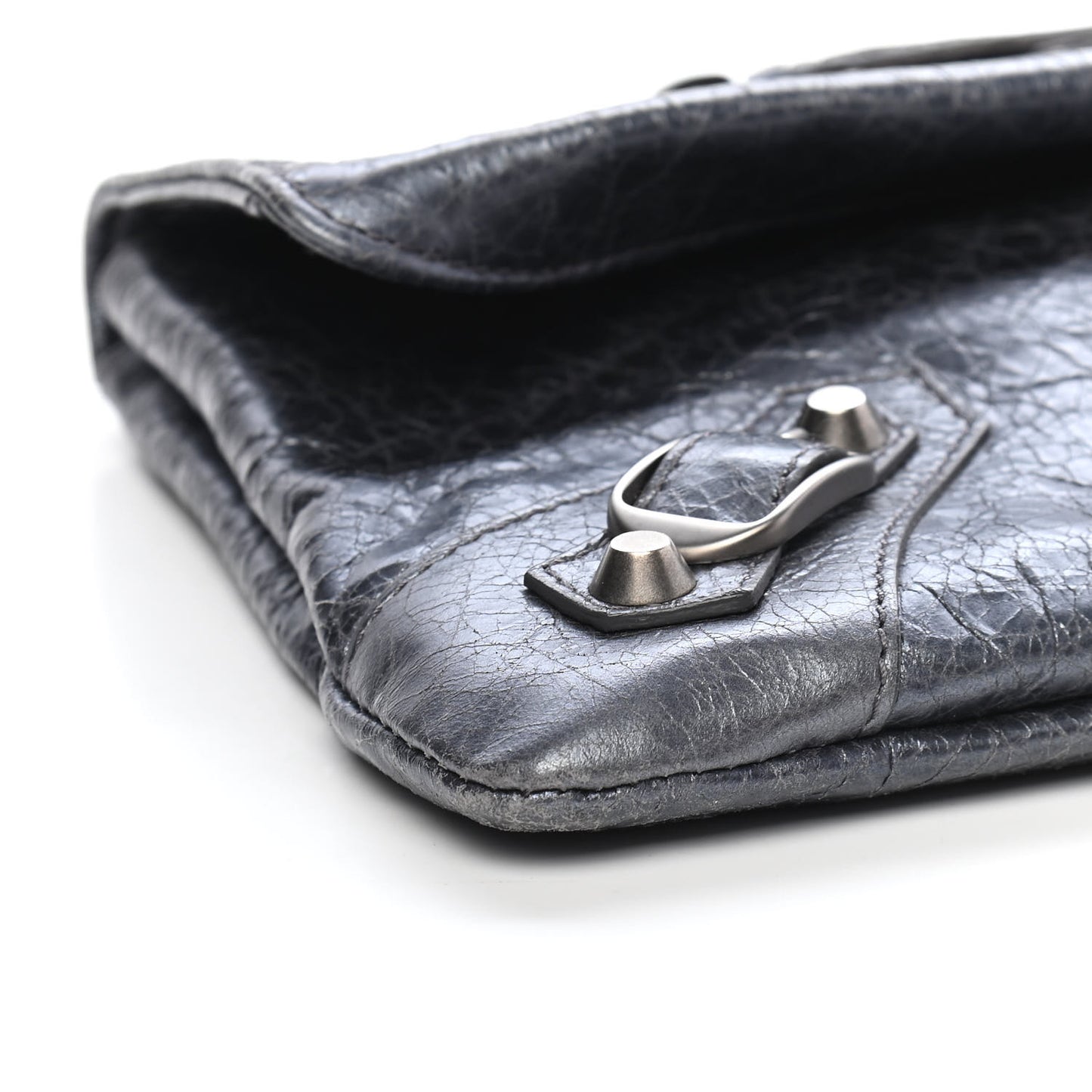 Agneau Classic Hardware Envelope Clutch Gris Hematite