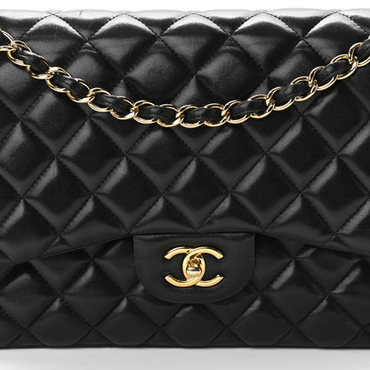 Chanel Lambskin Quilted Jumbo Double Flap Black 8 of 18