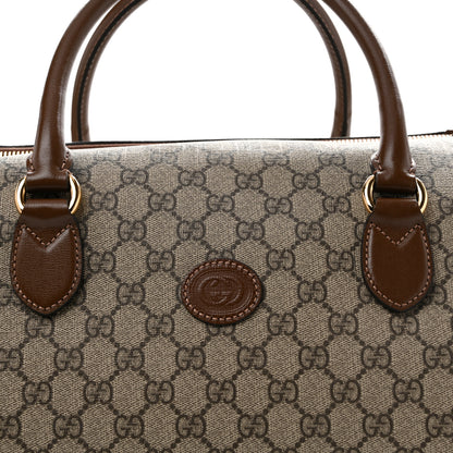 Gucci GG Supreme Monogram Azalea Calfskin Retro Interlocking G Large Duffle Bag Beige Ebony Brown Sugar 6 of 9